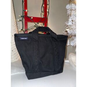 Lands End Black Canvas Mini Tote Bag Zipper Top Casual Everyday Carryall